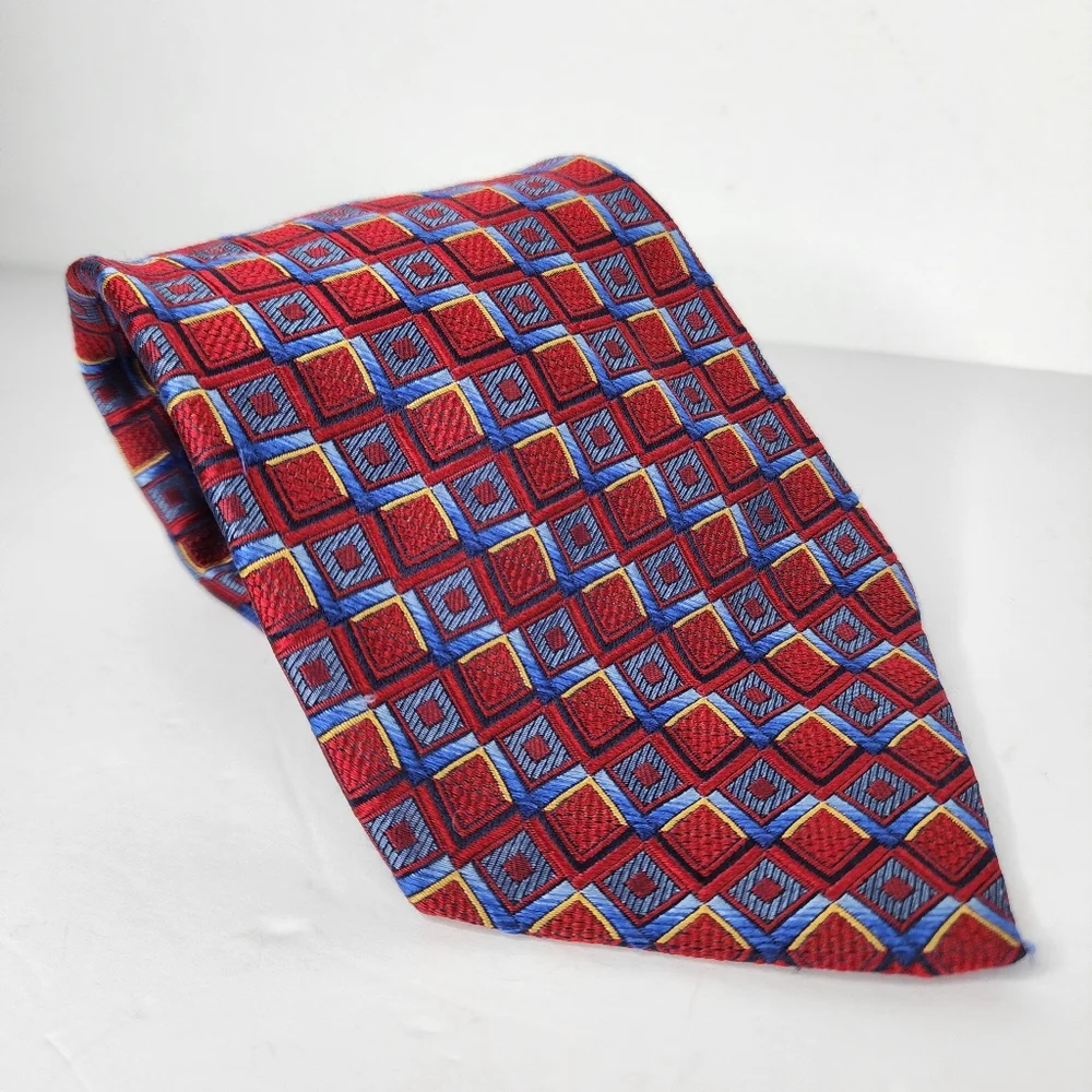 ROBERT TALBOTT Red/ Blue Silk Tie